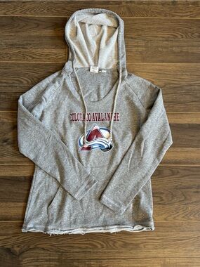 Colorado Avalanche Women's Gray Scoop Neck Sweater with Hood
